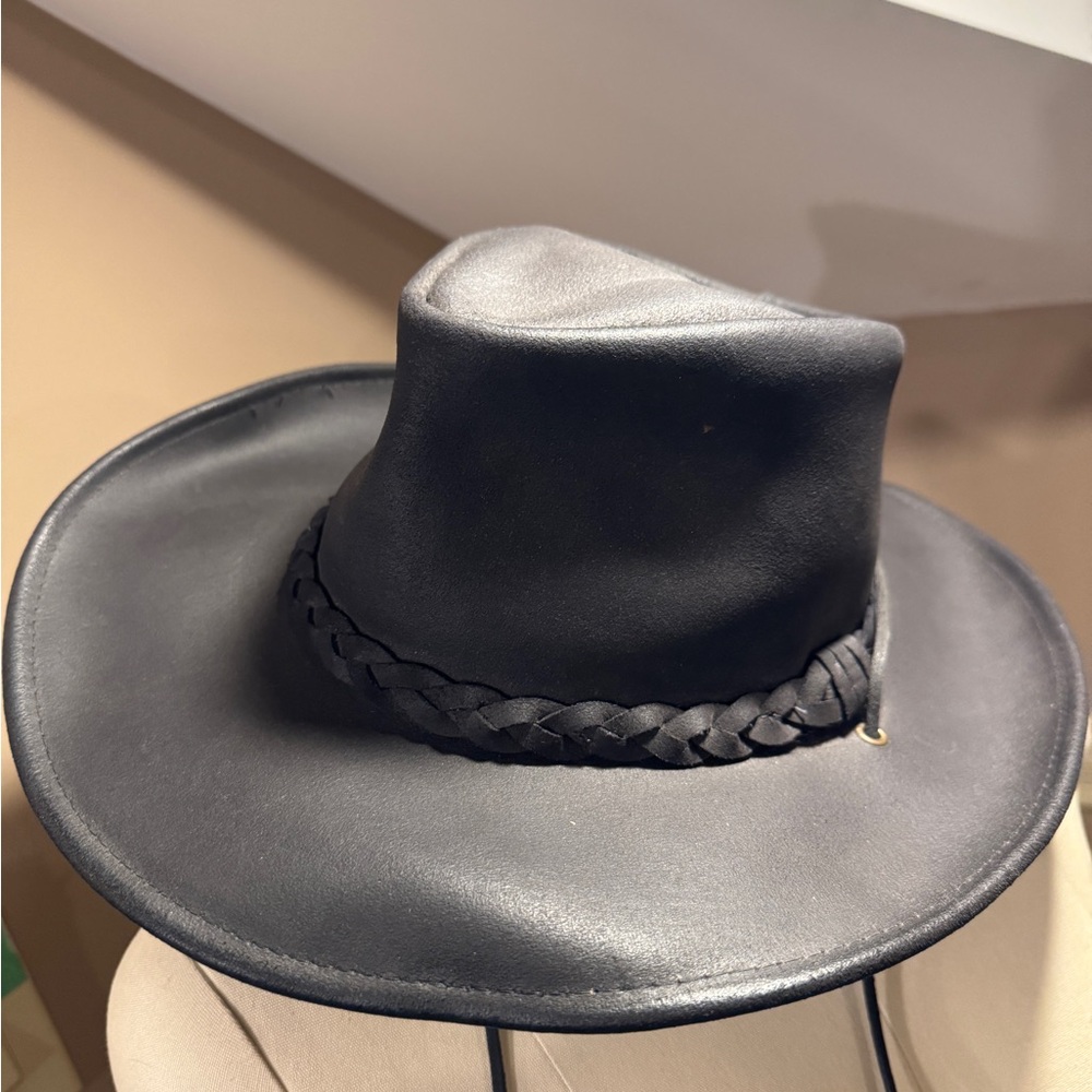 Black Leather Walker Hat